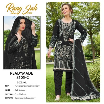 8105 ABCD by Rawayat Pure Organza with Embroidered Readymade work Suit collection at low rate readymade suit catalogs