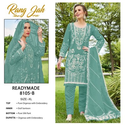 8105 ABCD by Rawayat Pure Organza with Embroidered Readymade work Suit collection at low rate readymade suit catalogs