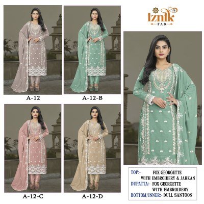 A 12 by IZNIK FAB Heavy embroidered Georgette Pakistani suit catalogue pakistani suit catalogs