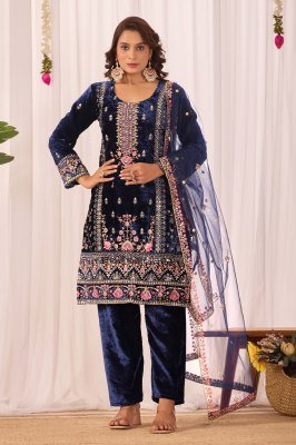 A-COLLECTION AC-7089 Heavy Viscose Velvet Sequence Suit with Pant and Dupatta wholesale catalogs