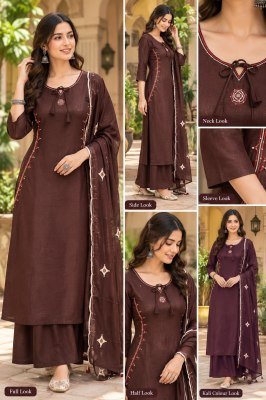 A Line 3 Piece Pure Cotton Hand Work Suit with Elephant Palazzo and Dupatta Size wise Combo Set