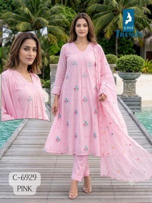  A-Line D.No. 6929 3-Piece Suit with Embroidery Work & Dupatta Work Size wise Combo Set