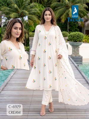  A-Line D.No. 6929 3-Piece Suit with Embroidery Work & Dupatta Work Size wise Combo Set
