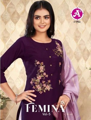 A Plus Femina vol 5 bamber silk Kurti palazzo and dupatta set wholesale Kurti catalogue Surat  Amavi