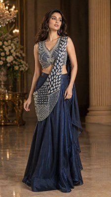 A510 Ready to Wear Fendi Saree with Hand Beads Work Blouse sarees catalogs