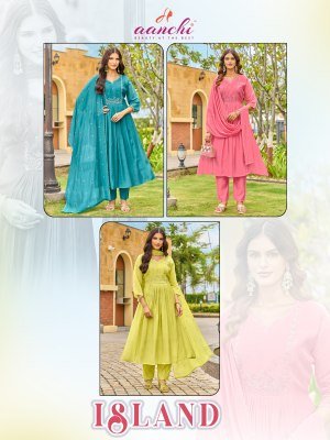 AANCHI ISLAND Mul Chanderi Kurti Pant Dupatta 3-Piece Suit Set kurti pant with dupatta Catalogs