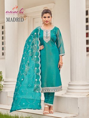 AANCHI Madrid Catalogue  3 PCS Straight Set with Fancy Dupatta and Wholesale readymade suits readymade suit catalogs