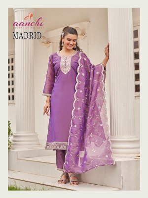 AANCHI Madrid Catalogue  3 PCS Straight Set with Fancy Dupatta and Wholesale readymade suits readymade suit catalogs