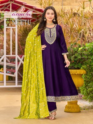 AANCHI NEETU Vichitra Shimmer 3-Piece Collection kurti pant with dupatta Catalogs