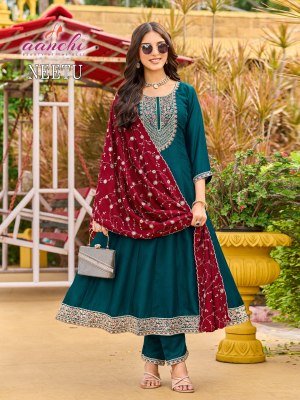 AANCHI NEETU Vichitra Shimmer 3-Piece Collection kurti pant with dupatta Catalogs