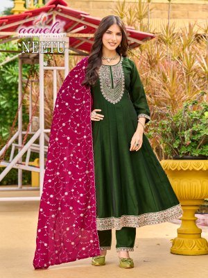 AANCHI NEETU Vichitra Shimmer 3-Piece Collection kurti pant with dupatta Catalogs
