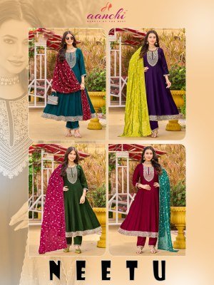 AANCHI NEETU Vichitra Shimmer 3-Piece Collection kurti pant with dupatta Catalogs