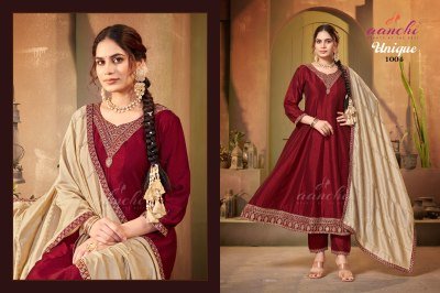 AANCHI Vichitra Silk 3 PCS Suit Set Flair Concept with Fancy Dupatta and Wholesale readymade fashion kurtu pant with dupatta kurtis catalogs