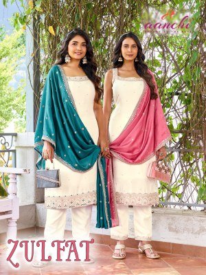 AANCHI ZULFAT 3-Piece Spaghetti Vichitra Silk Collection wholesale catalogs