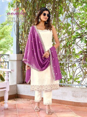 AANCHI ZULFAT 3-Piece Spaghetti Vichitra Silk Collection kurti pant with dupatta Catalogs
