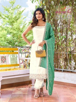 AANCHI ZULFAT 3-Piece Spaghetti Vichitra Silk Collection kurti pant with dupatta Catalogs