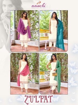 AANCHI ZULFAT 3-Piece Spaghetti Vichitra Silk Collection kurti pant with dupatta Catalogs