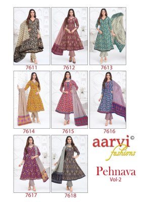 AARVI PEHNAVA Vol-2 Heavy Cambric Cotton Printed Anarkali Pant Dupatta fancy Anarkali suit catalogs