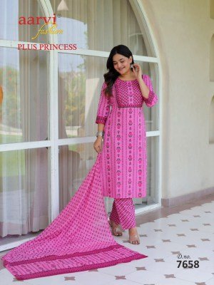 AARVI PLUS PRINCESS Vol-6 3-Piece Pure Cotton Printed Kurti Pant Dupatta Set kurti pant with dupatta Catalogs