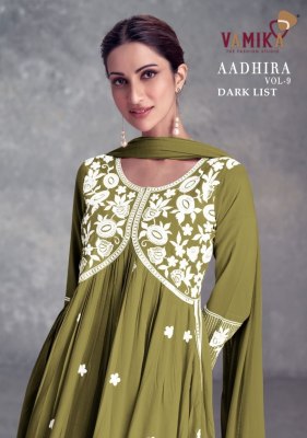 AAdhira vol 9 by Vamika pure reyon embroidered anarkali suit catalogue at low rate Vamika nx