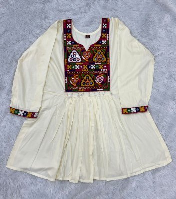 AI Fashion Gamthi Rayon Short Top with Traditional Lace Work kurtis catalogs