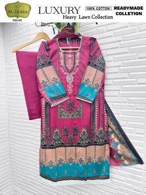 AI Zaara Vol 2 Karachi Edition Heavy Cotton Designer Suit with Original Mal Mal Dupatta Wholesale kurtis catalogs