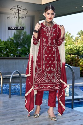 AL Fathima by Afreen design no 101 semi stitched pakistani suit catalogue at wholesale price  Amavi