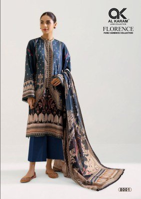 AL Karam Florence Vol 8 Karachi Pure Lawn Cotton Kurti Pant Set with Mal Mal Dupatta readymade suit catalogs