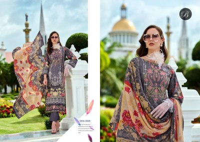 AL Marina by Belliza pure cotton digital printed neck embroidered unstitched suit collection salwar kameez catalogs