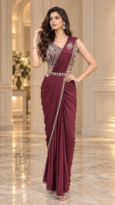 AMOHA Design No. 102486 Ready to Wear Lycra Saree with Blouse wholesale catalogs