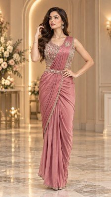 AMOHA Design No. 102486 Ready to Wear Lycra Saree with Blouse sarees catalogs