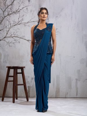 AMOHA Ready to Wear Saree Design No. 102440 Imported Lycra with Beads Work Blouse wholesale catalogs