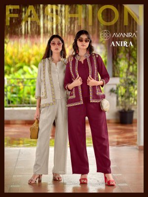 ANIRA AVANIRA D.No. 101-103 Flex Cotton Embroidery 3-Piece Co-Ord Set 