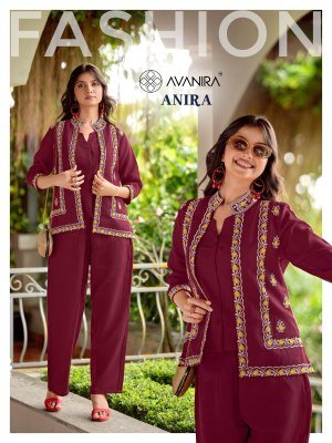 ANIRA AVANIRA D.No. 101-103 Flex Cotton Embroidery 3-Piece Co-Ord Set Size wise Combo Set
