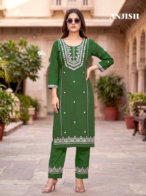 ANJISH D.No 1001-1006 South Cotton Kurti Pant Set with Heavy Cotton Thread Embroidery kurtis catalogs