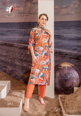 ANJU FABRIC NATURAL Vol. 2 Western Long Kurti with Pant Crepe Digital Print kurtis catalogs
