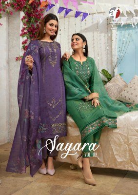 ANJU FABRIC SAYARA Vol-2  Shimmer Embroidery 3-Piece Designer Suit with Dupatta wholesale catalogs