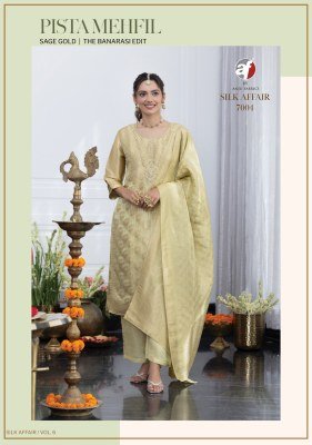 ANJU FABRIC SILK AFFAIR Vol-6 Jacquard Kurti Wide Pant with Dupatta kurti pant with dupatta Catalogs