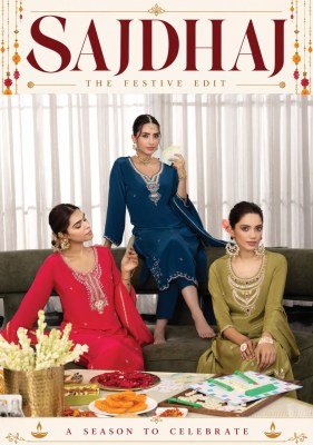 ANJU FABRICS SAJ DHAJ Pure Crepe Kurti Pant Dupatta Set wholesale catalogs