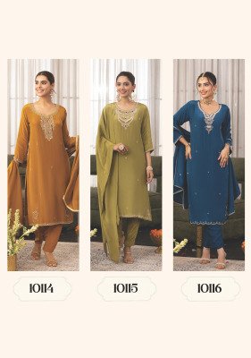 ANJU FABRICS SAJ DHAJ Pure Crepe Kurti Pant Dupatta Set kurti pant with dupatta Catalogs
