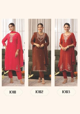 ANJU FABRICS SAJ DHAJ Pure Crepe Kurti Pant Dupatta Set kurti pant with dupatta Catalogs