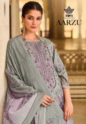 AQSA by Aarzoo fancy printed cambric cotton unstitched dress material catalogue at low rate dress material catalogs