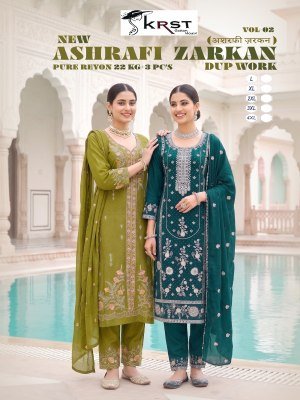 ASHRAFI ZARKAN Vol-1 Pakistan Suit – Pure Rayon 22KG+ 3-Piece Zarkan Hand Work Set 