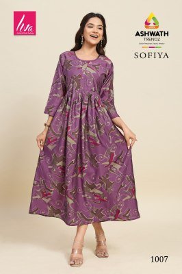 ASHWATH Kurtis Launches sofiya Chanderi Foil Print stylish  ghera printed kurtis Catalogue pcs  wholesale rate  kurtis catalogs