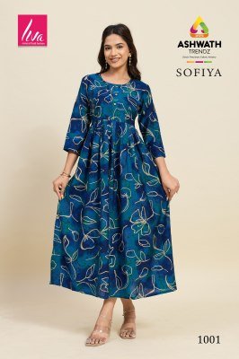 ASHWATH Kurtis Launches sofiya Chanderi Foil Print stylish  ghera printed kurtis Catalogue pcs  wholesale rate  kurtis catalogs
