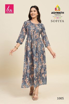 ASHWATH Kurtis Launches sofiya Chanderi Foil Print stylish  ghera printed kurtis Catalogue pcs  wholesale rate  kurtis catalogs