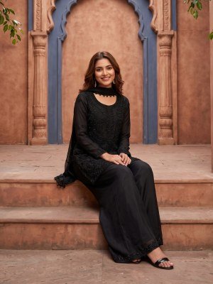 AURRAA LEENA Premium Chinon Top Palazzo Dupatta Set Size wise Combo Set