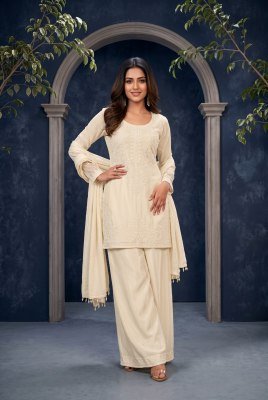 AURRAA LEENA Premium Chinon Top Palazzo Dupatta Set Size wise Combo Set