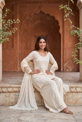 AURRAA LEENA Premium Chinon Top Palazzo Dupatta Set Size wise Combo Set