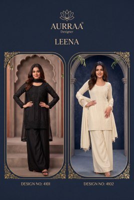 AURRAA LEENA Premium Chinon Top Palazzo Dupatta Set Size wise Combo Set